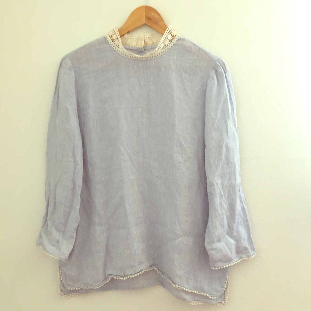Pale blue linen tops Size M